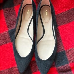 Chloe Black Suede Pointed Flats